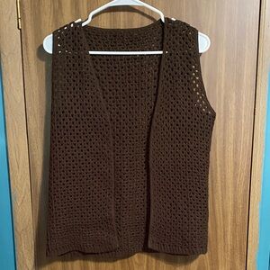 Source Unknown Brown Crochet Cardigan